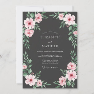 Invitation Mariage Charbon Rouge Pétales