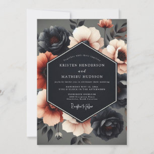 Invitation Mariage Charbon & Russet Dramatic Bloom