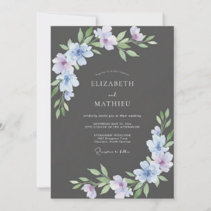 Invitation Mariage Charbon Violet Pétales