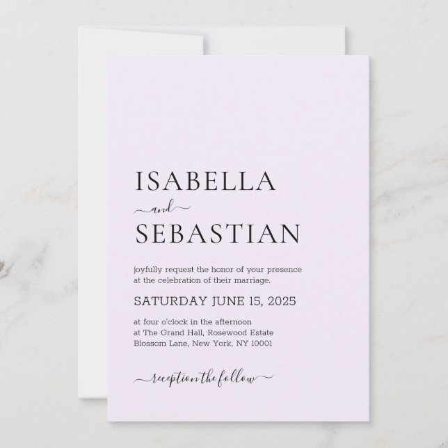 Invitation Mariage Chardon Simple Moderne (Devant)