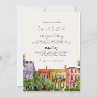 Invitation Mariage Charleston Rainbow Row SC