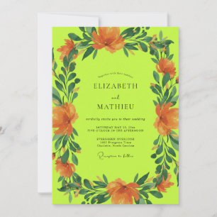 Invitation Mariage Chartreuse et Pavot Orange