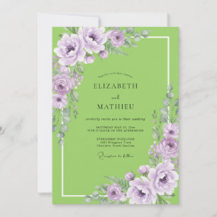 Invitation Mariage Chartreuse Lavande Ranunculus Eucalyptus