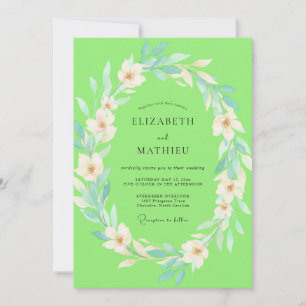 Invitation Mariage Chartreuse sur fond blanc