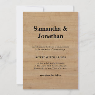 Invitation Mariage chêne classique grain de bois clair