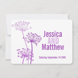 Invitation mariage Chervil moderne fleur violet ro