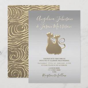 Invitation Mariage chic argent et or