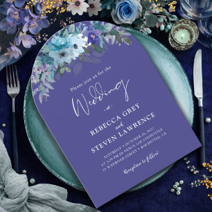 Invitation Mariage chic avec arche florale violet foncé pouss