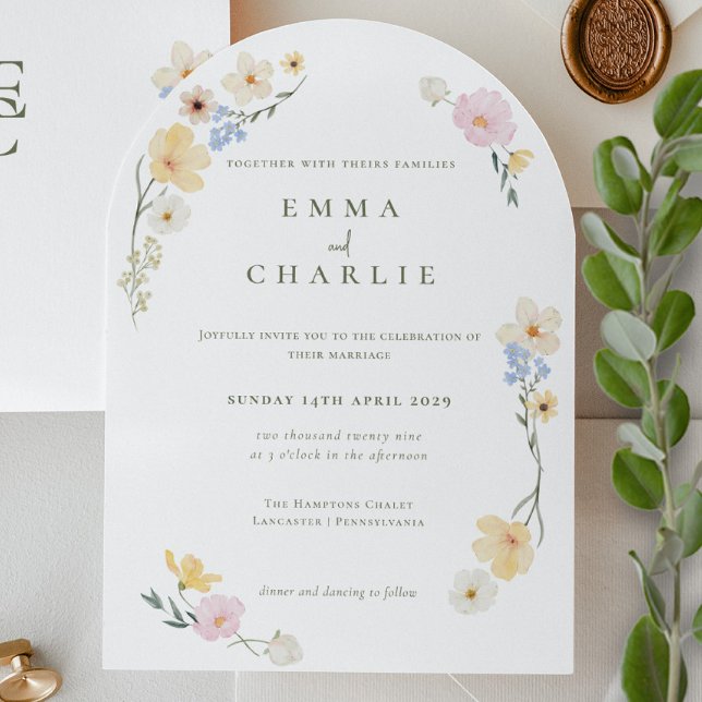 Invitation Mariage Chic Bohème Pastel Fleurs Sauvages Printem (Créateur téléchargé)