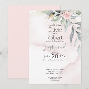Invitation Mariage   Chic Boho Feuillage forestier et Roses