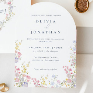 Invitation Mariage Chic Boho Jardin Fleurs Sauvages Printemps