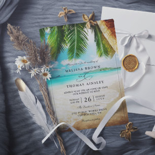 Invitation Mariage chic de destination de plage tropicale ave