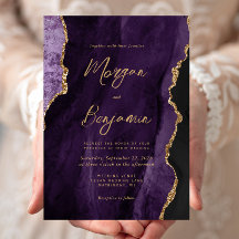Mariage chic écriture moderne agate violette