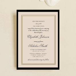 Invitation mariage chic élégant crème et noir classique