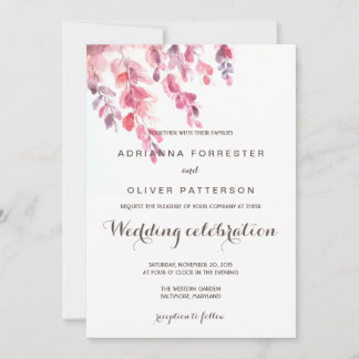 Invitation Mariage chic Feuille aquarelle