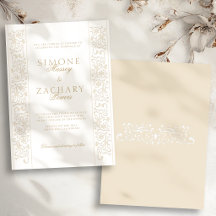 Mariage Chic Formel Bordure Ecru à Rinceaux