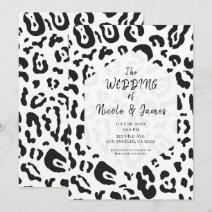 Invitation Mariage chic léopard guépard noir et blanc