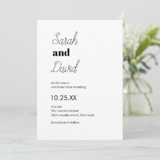 Invitation Mariage chic mariage moderne noir et blanc