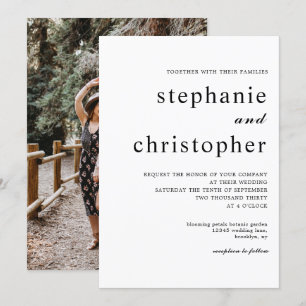 Invitation Mariage chic moderne minimaliste simple de photo