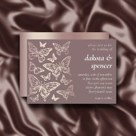 Invitation Mariage chic papillon | Blush Rose Gold Metallic