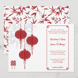 Invitation Mariage chinois à deux feux rouge