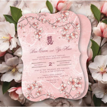 Mariage chinois à deux fleurs de pêche