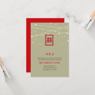 Invitation Mariage chinois double bonheur chic lumières fées