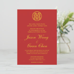Invitation Mariage Chinois & Réception Rouge Et Or
