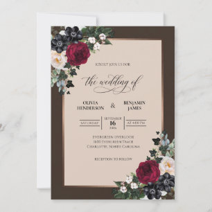 Invitation Mariage Chocolat Baie Cramoisie