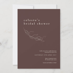 Invitation Mariage Chocolat Brun Minimaliste Botanique