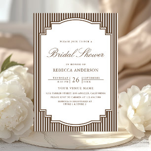 Invitation Mariage chocolat brun rayé photo