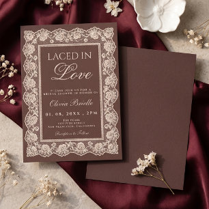 Invitation Mariage Chocolat Brun Vieille Fortune Dentelle