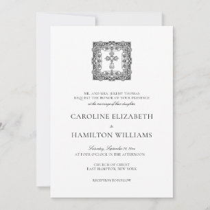 Invitation Mariage chrétien Caroline Simple Black Script