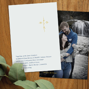 Invitation Mariage Chrétien Croix des Initiales du Couple e
