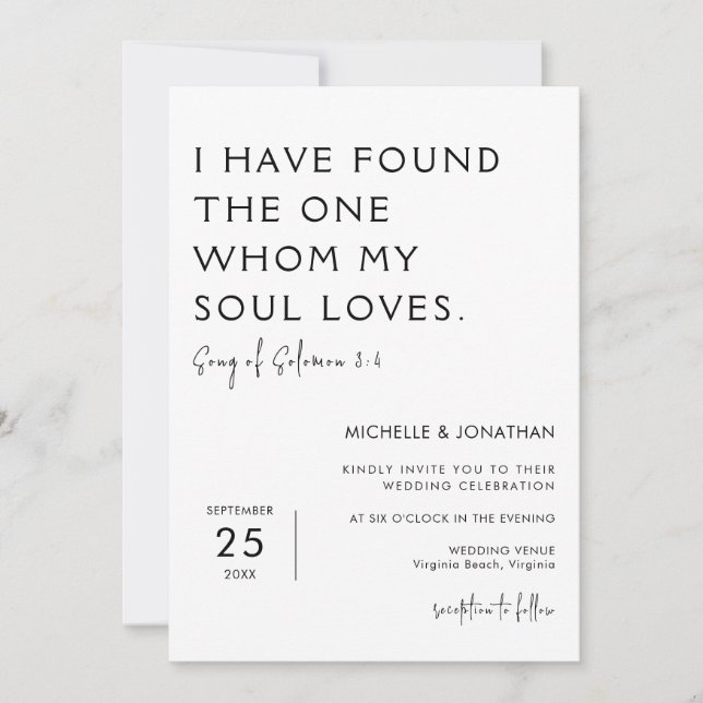 Invitation Mariage chrétien minimaliste moderne tendance (Devant)