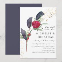 Mariage chrétien moderne rouge vert gris hiver