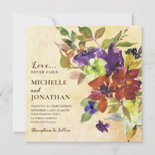 Invitation Mariage chrétien orange violet brulé