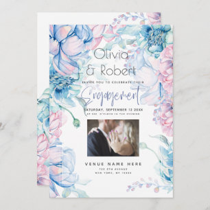 Invitation Mariage Ciel Bleu et Bubblegum Pink Peonies