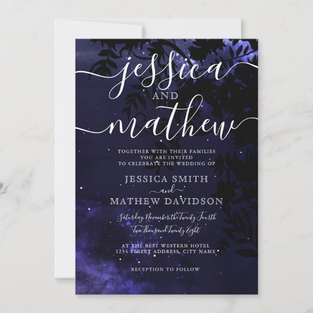 Invitation Mariage ciel céleste étoilé (Devant)