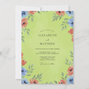 Invitation Mariage Citron Corail Petale
