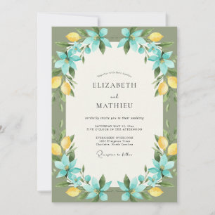 Invitation Mariage Citron Cyan Eucalyptus