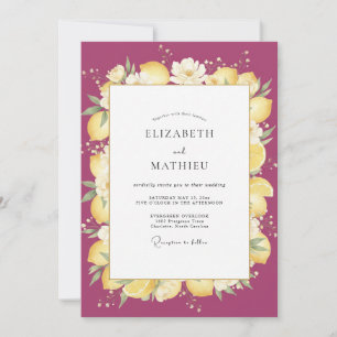 Invitation Mariage Citron Eucalyptus Citrus Magenta