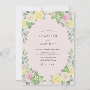 Invitation Mariage Citron Eucalyptus Rose Tendre