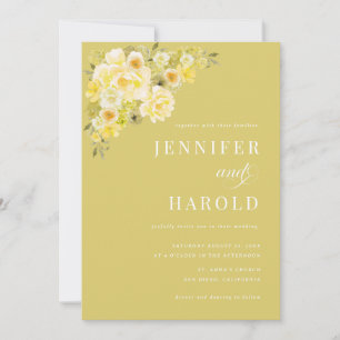 Invitation Mariage Citron & Floral Vert Tout en Un