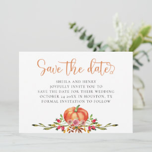Invitation Mariage citrouille automne enregistrer la date