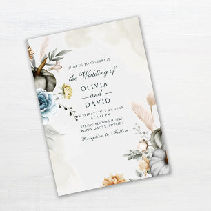 Invitation Mariage Citrouille Blanche et Fleurs Sauvages d'Au