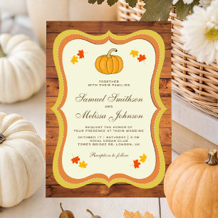 Invitation Mariage Citrouille Bois Grange Rustique Automne