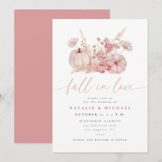 Invitation Mariage Citrouille Coup de Foudre Rose Fantaisiste