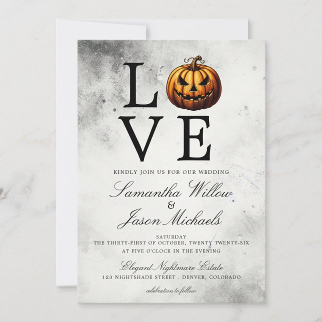 Invitation Mariage Citrouille d'amour (Devant)