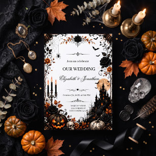 Invitation Mariage citrouille de château hanté sans roses got